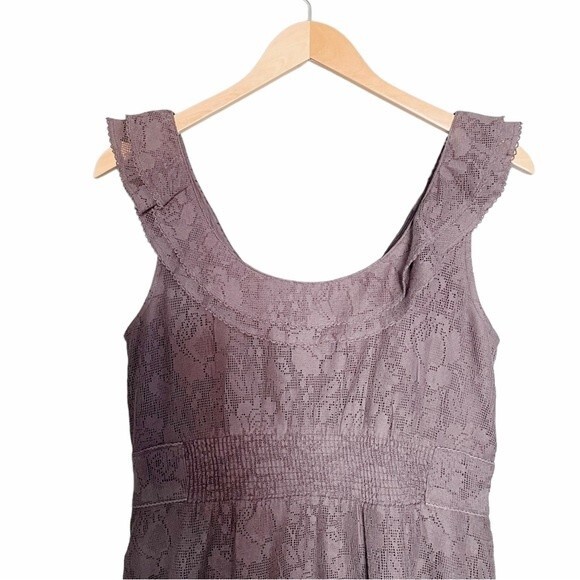 Anthropologie Maeve Dress Women's Size Small Y2K Gray Lace Ruffle Short Sundress - Picture 9 of 15